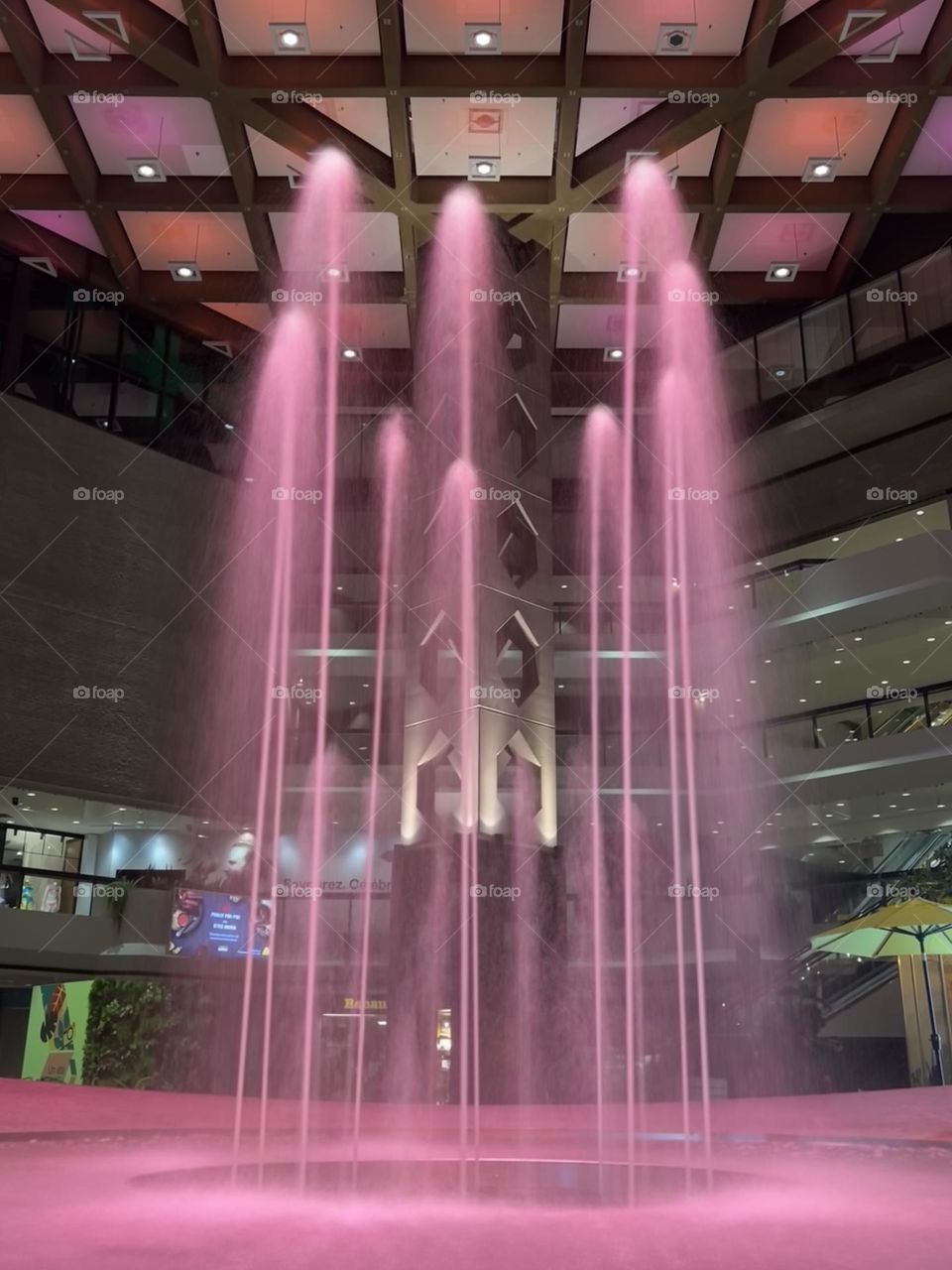 Pink illuminated fountain 