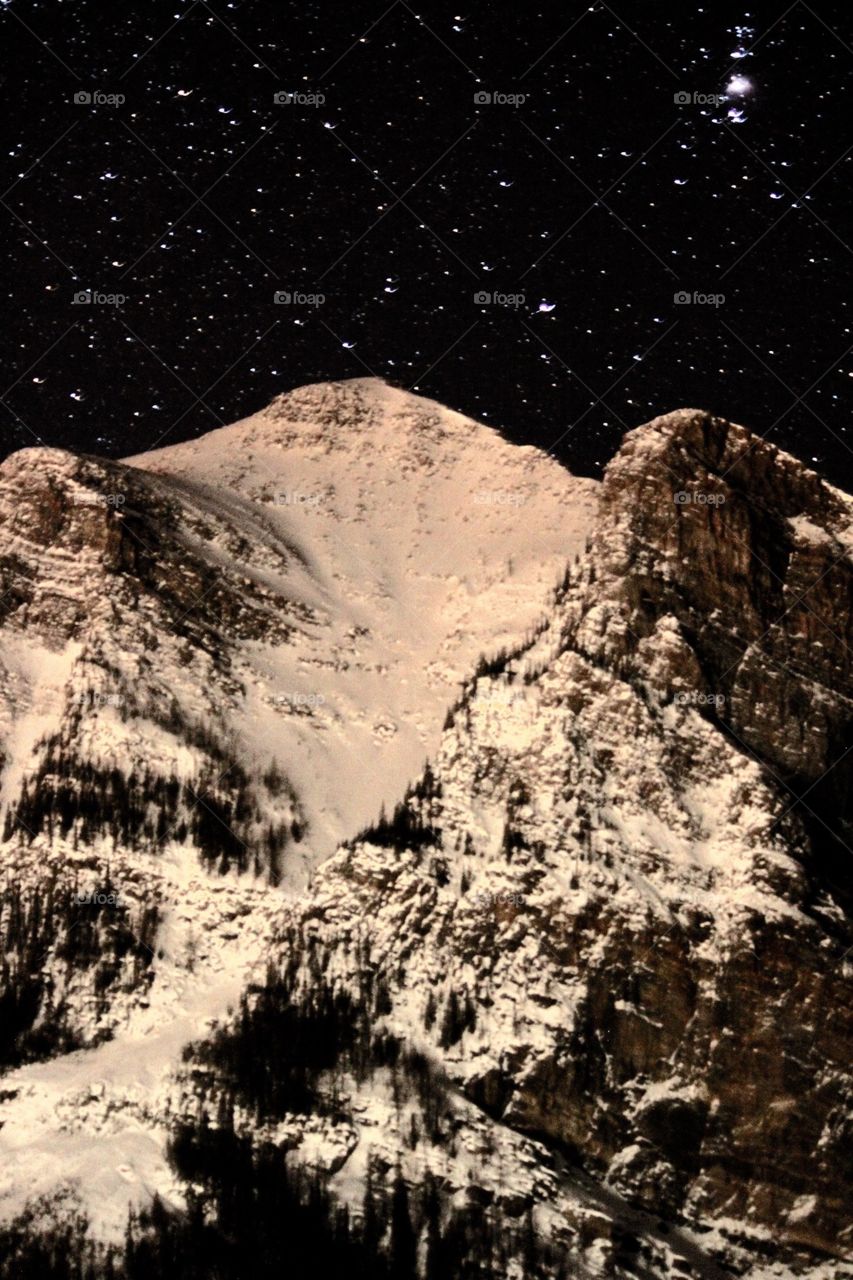 Mountains on a cold winter night