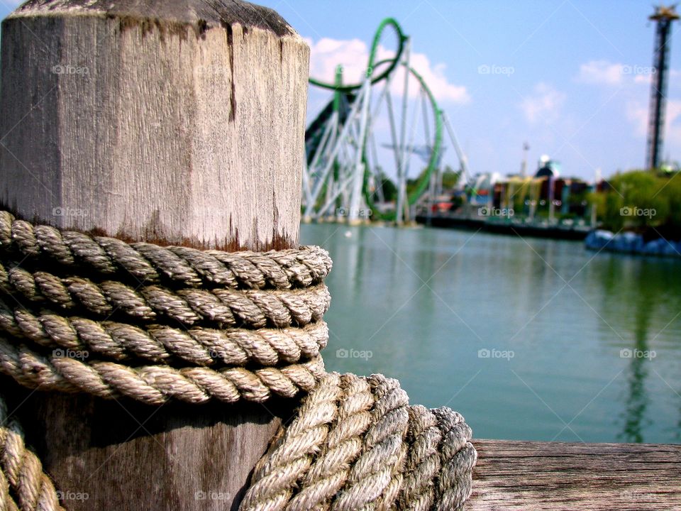 From this dockside area at Universal Studios, Orlando Florida we witness the The Incredible Hulk Coaster roaring in the distance. Family fun can be heard rumbling into your ears. A perfect place to pause for a moment and take it all in.