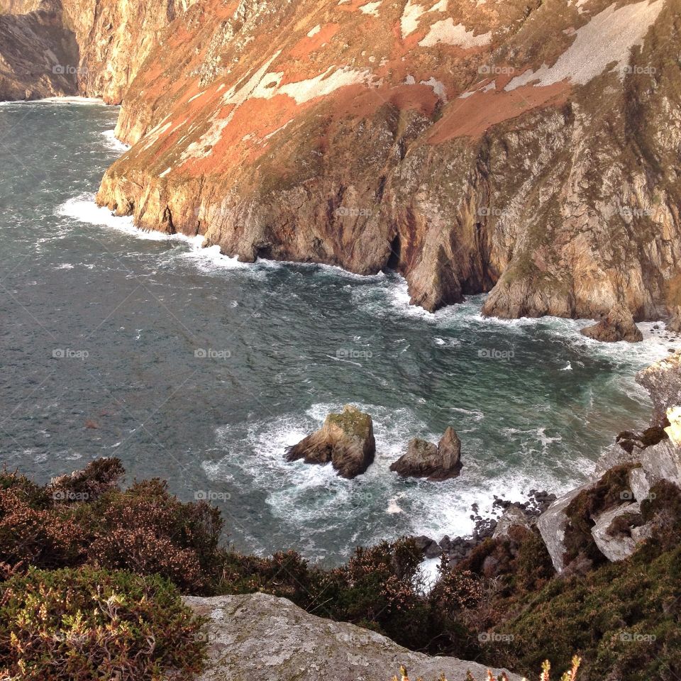 Slieve league. The sea stacks at the Slieve League cliffs
