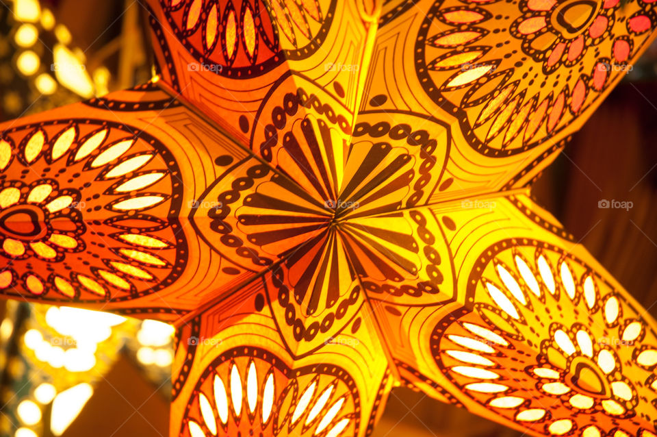 pattern orange star lantern by bushler14