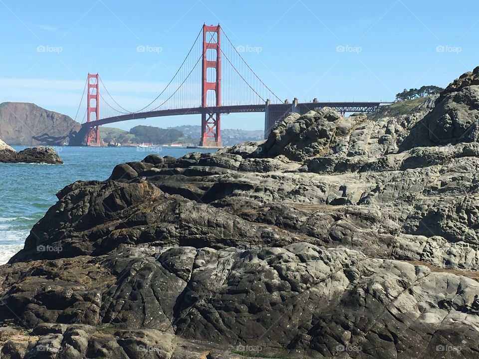 Golden Gate Bridge from rocks