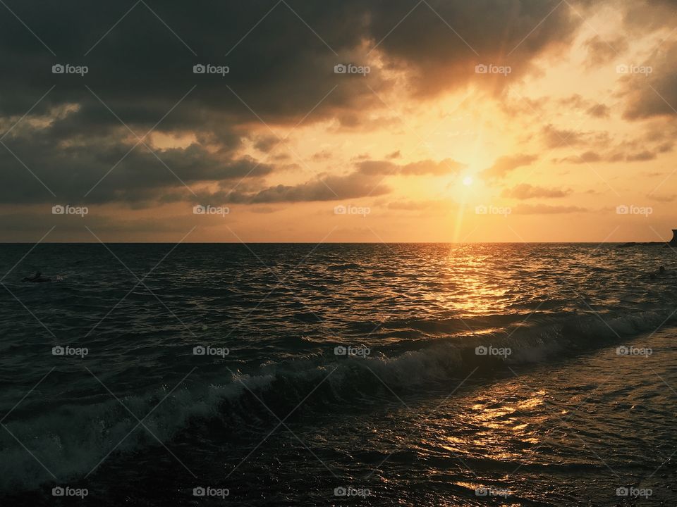 Sunset in sea