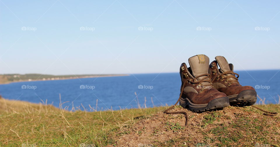 Hiking by the coast.