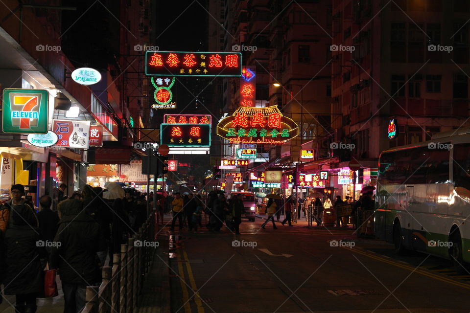 Busy street in Hong Kong