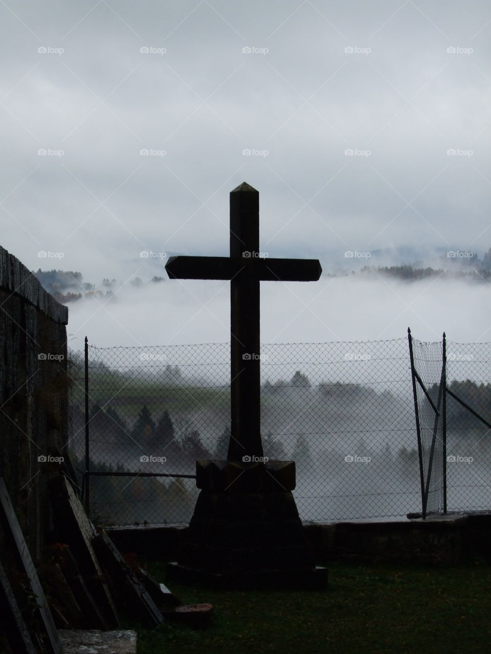 A cross in the fog