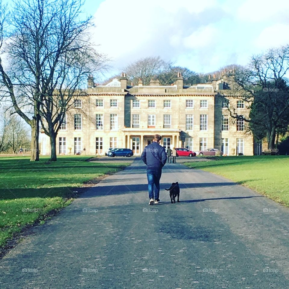 Haigh hall country park on a lovely sunny day. Out for a walk with our dog
