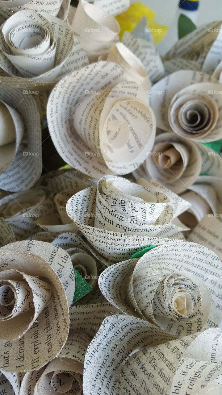 glitter paper roses close up