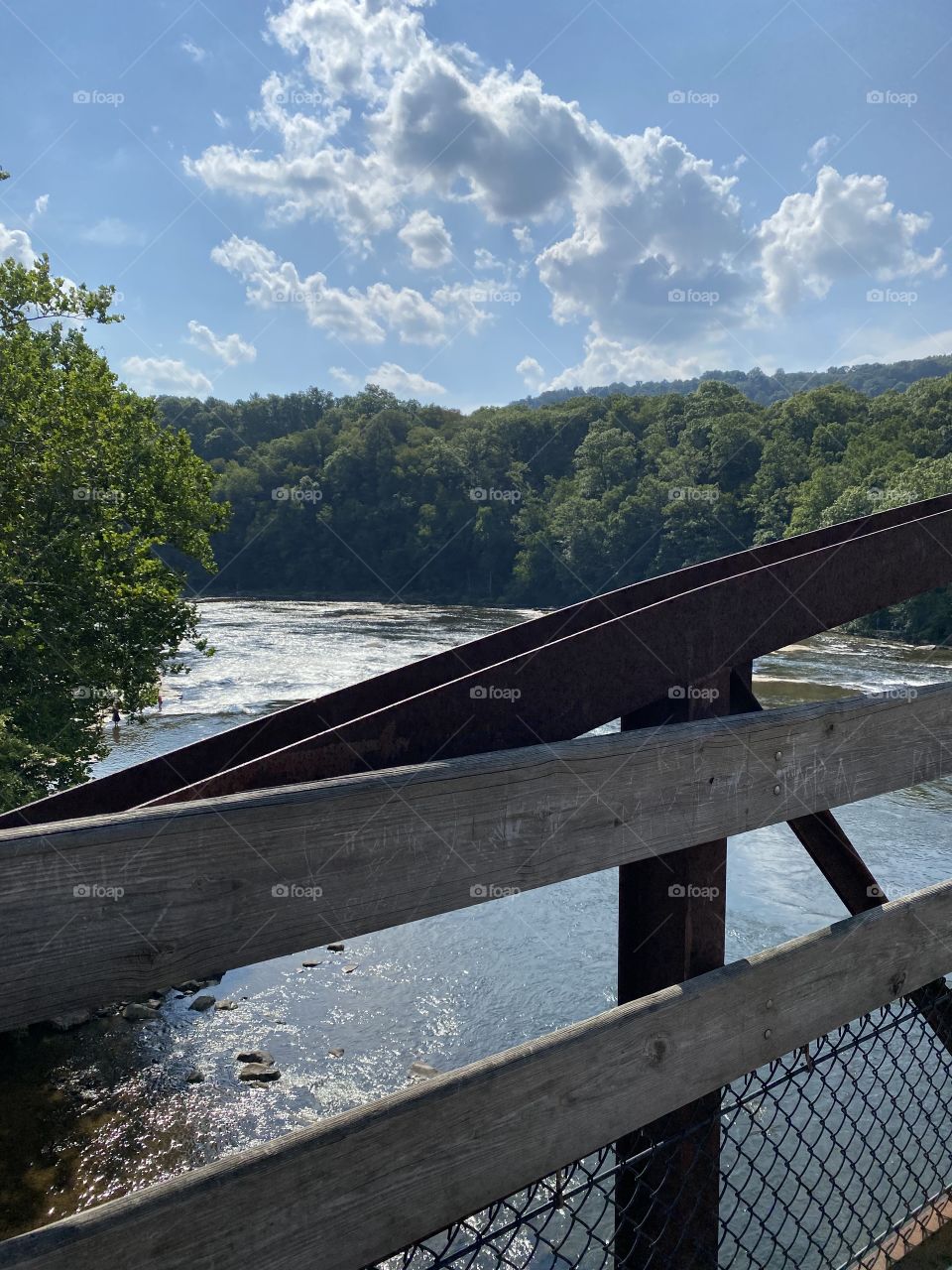 Crossing the bridge.  