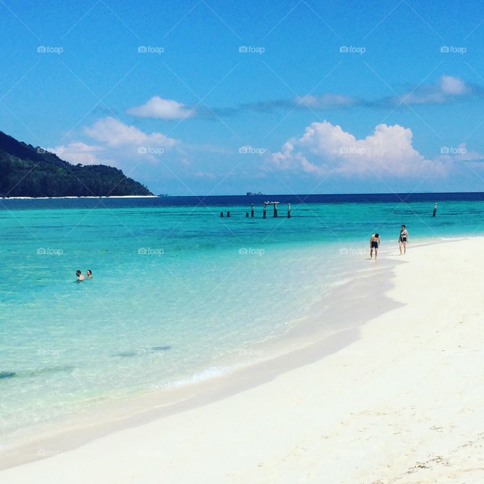 Asia southeast asia sea waves blue water koh lipe thailand Holiday relax sun fun White Sand snorkeling Fish Palm 