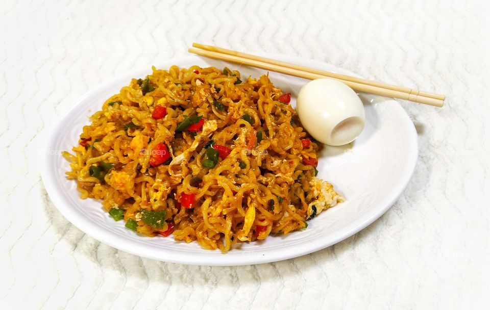 Noodles and egg