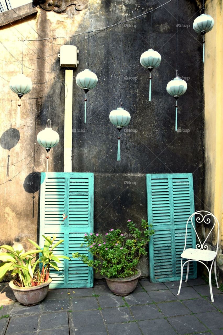 Beautiful wall in Hoi An Vietnam 