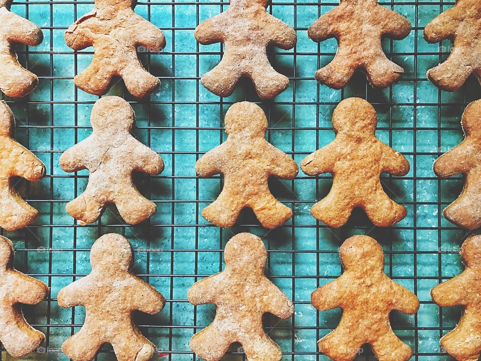 High angle view of cookies