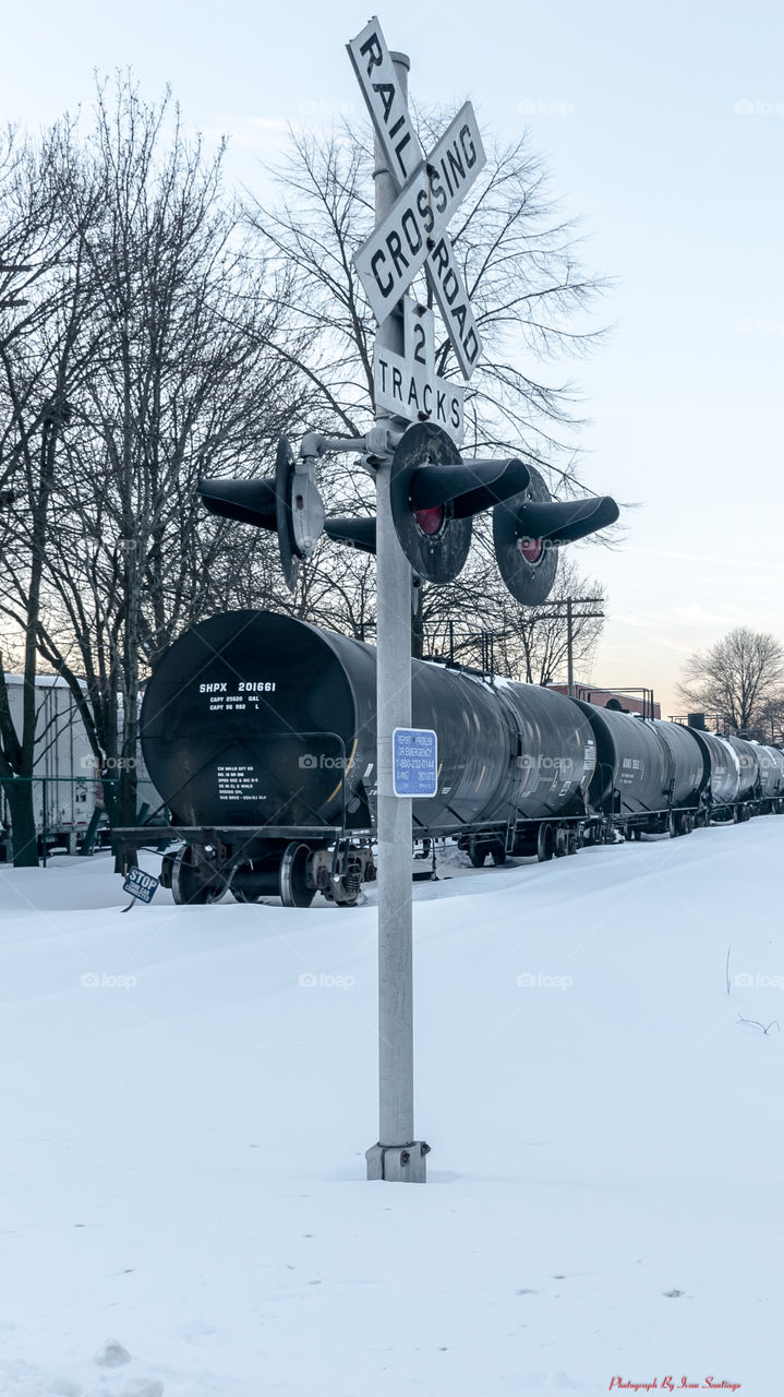 Train in Winter Snow Storm