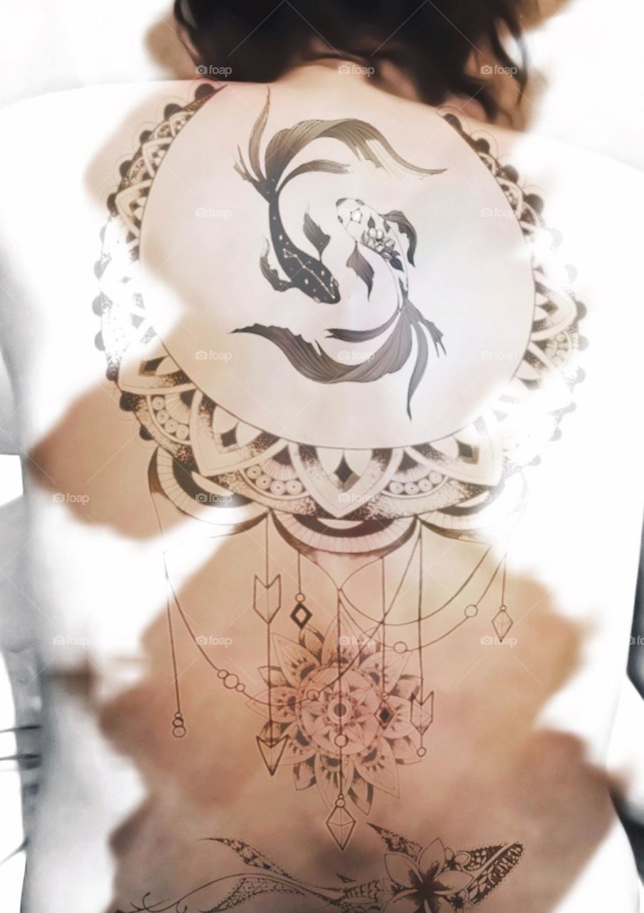 back tattoo concept for pisces