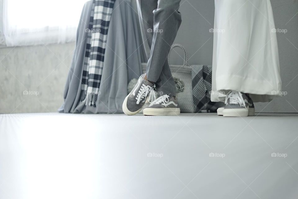 Walk together with same shoes vans
