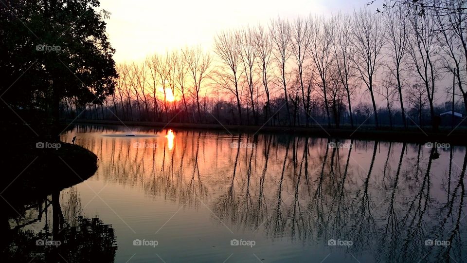 Dawn, Reflection, Lake, Water, No Person