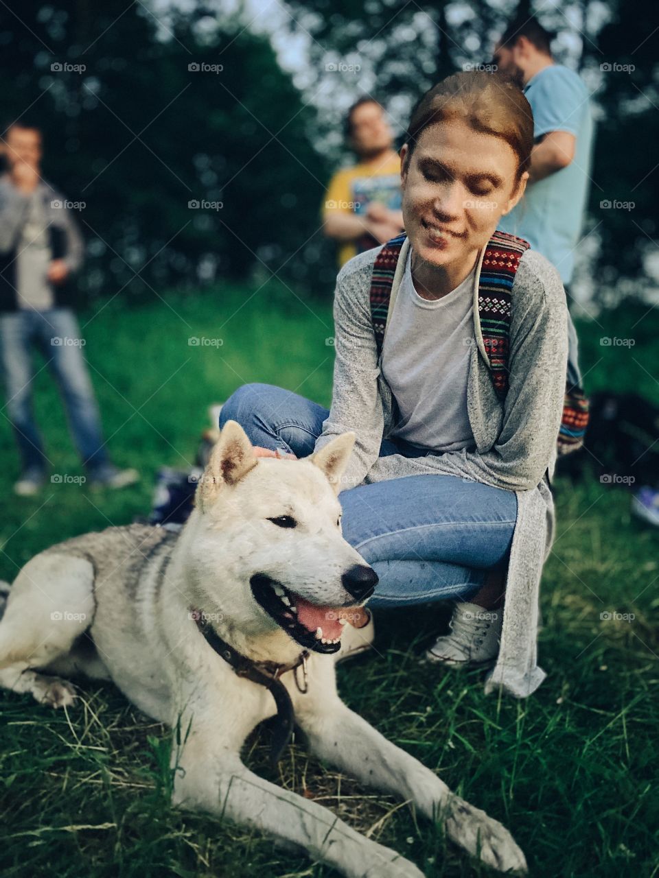 Girl and pets portrait