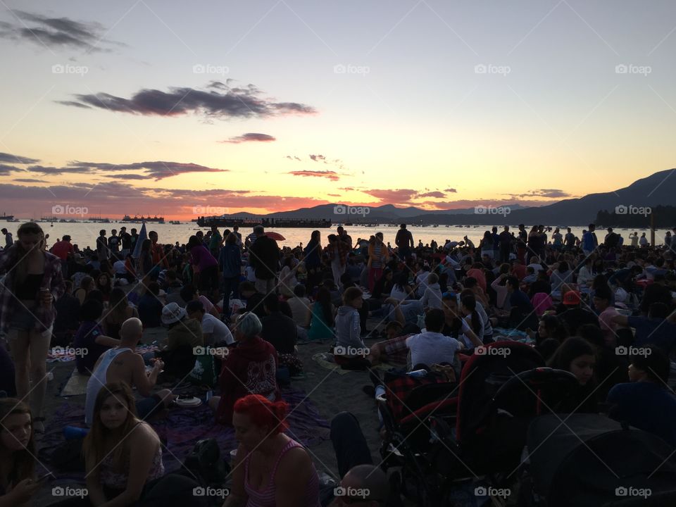 Crowds on English Bay