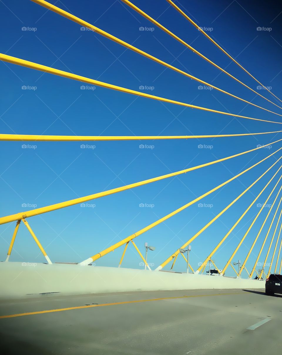 Skyway bridge and highway in sunny Florida.