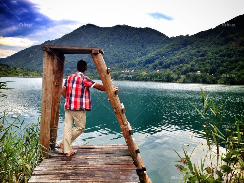 man on lake