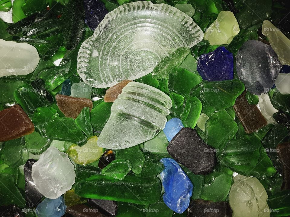 broken bottle. seaglass and broken bottle