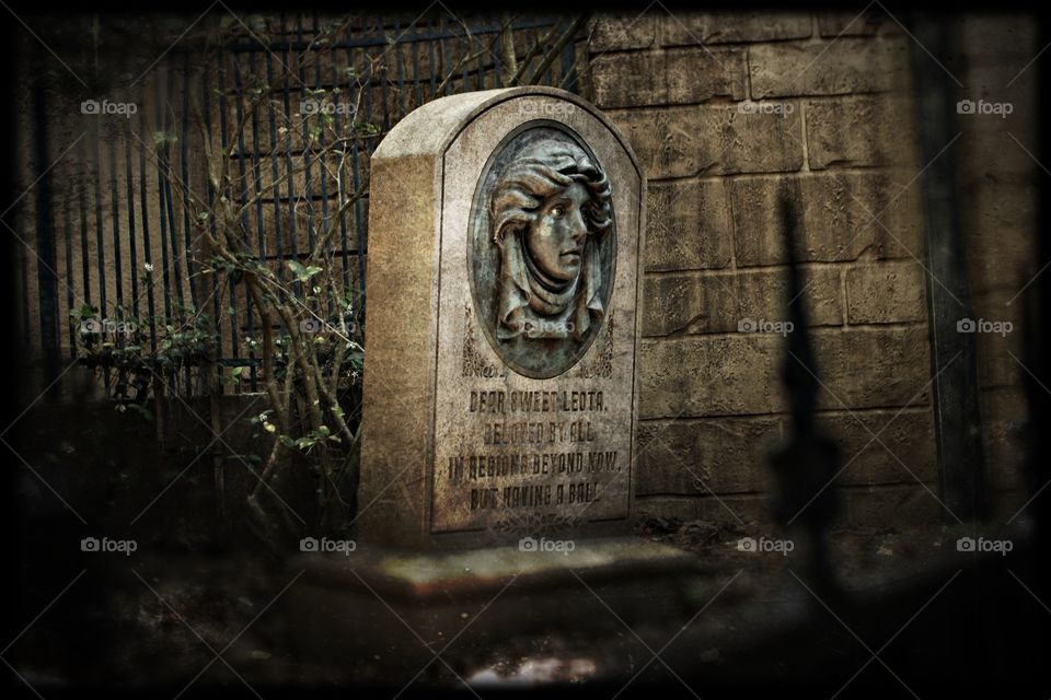 Tombstone at the haunted mansion at Walt Disney World in Orlando Florida. 