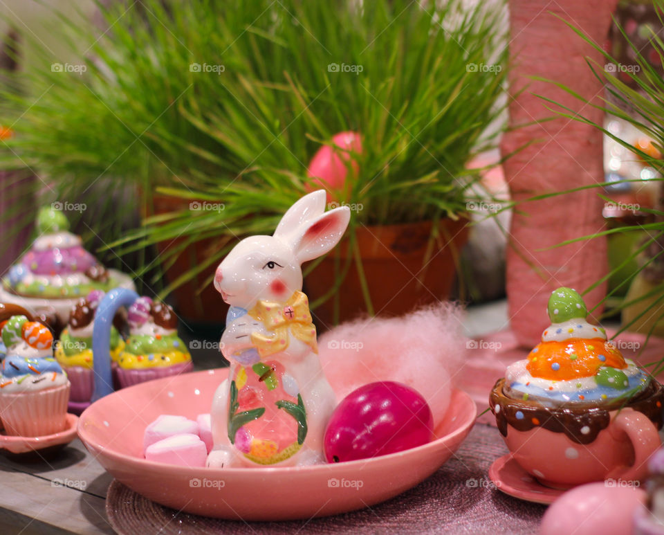 cute easter decoration pottery