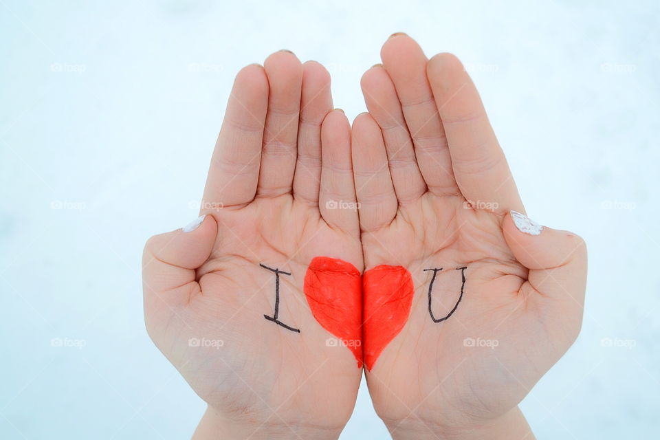 I love you written in the hand