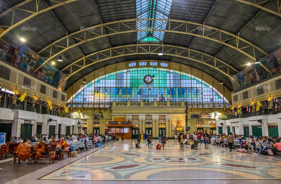 People wait for the next Train at the Hua Lamphong Railway Station in Bangkok Thailand Southeast Asia