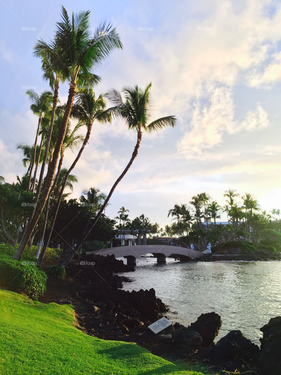 Tropical resort stay. Resort view on the Big Island of Hawaii.