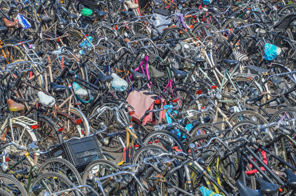 Bicycles Parking At Amsterdam The Netherlands