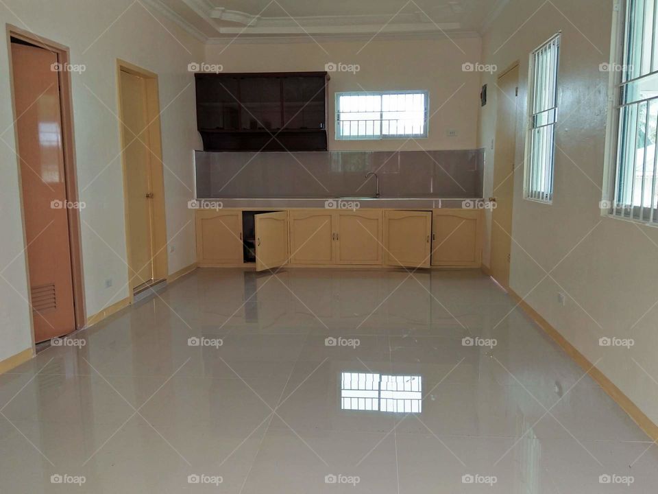floor tiles and kitchen design of the house
