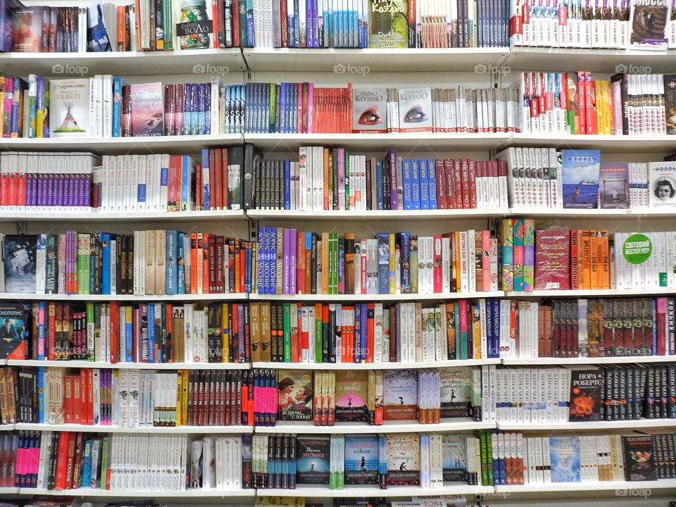 bookshelves with books