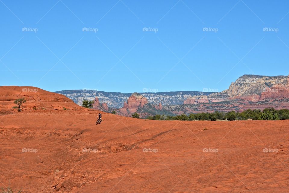 Biking on desert rocks