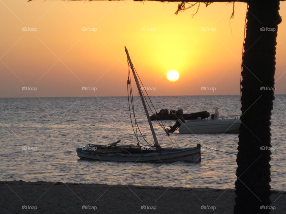 beach sunset sea boat by fekri