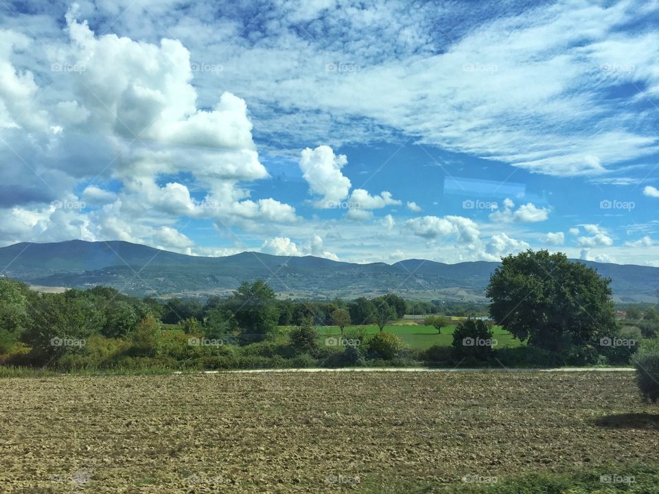 Countryside and blue sky 