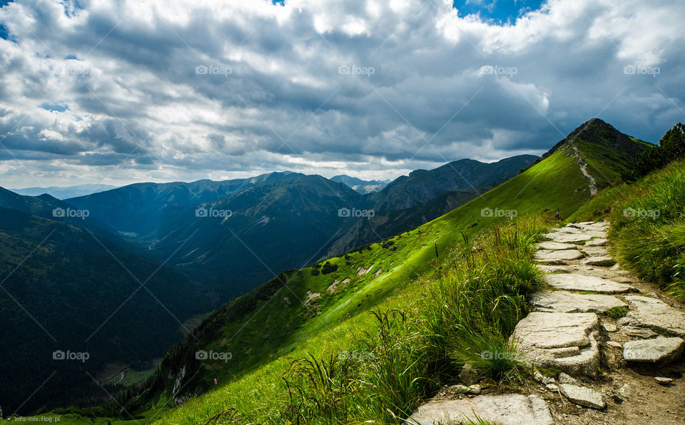 The road leading to the tops of the mountains. Poland, the Tatras.