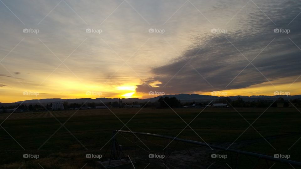 Sunrise over the hills. sunrise in Montana