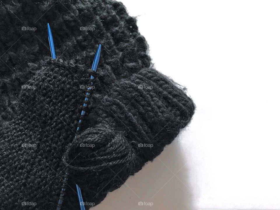 Knit black wool