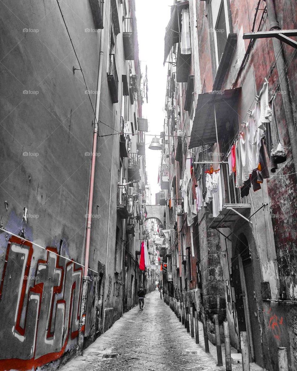 The streets of Naples Italy