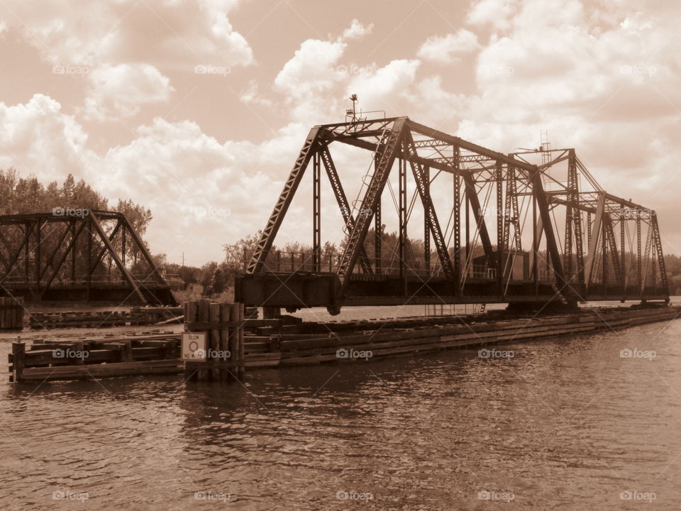 Bridge, Water, No Person, River, Monochrome