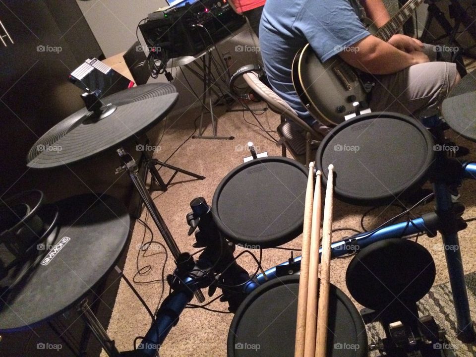 Band Rehearsal . A jam session with friends 