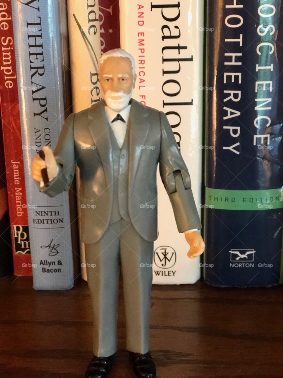 Freud on a bookshelf