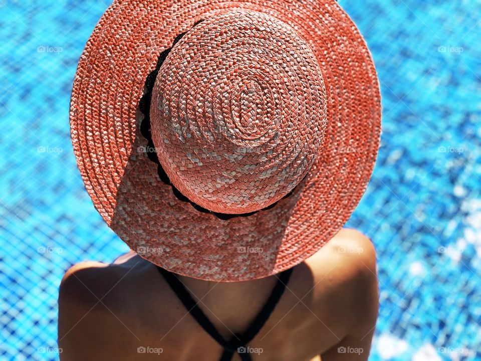 Summer straw orange hat 