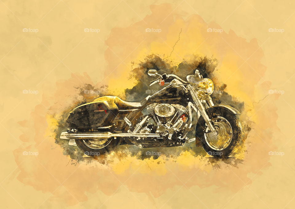 Water color painting - motorcycle / motor bike