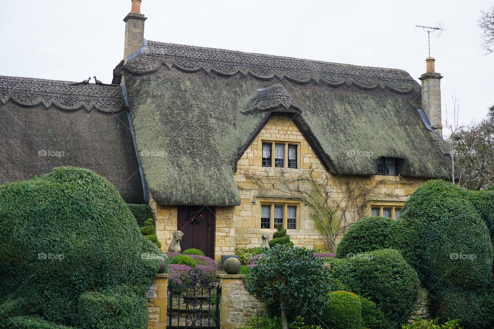Cotswold Thatched Cottage At Christmas 