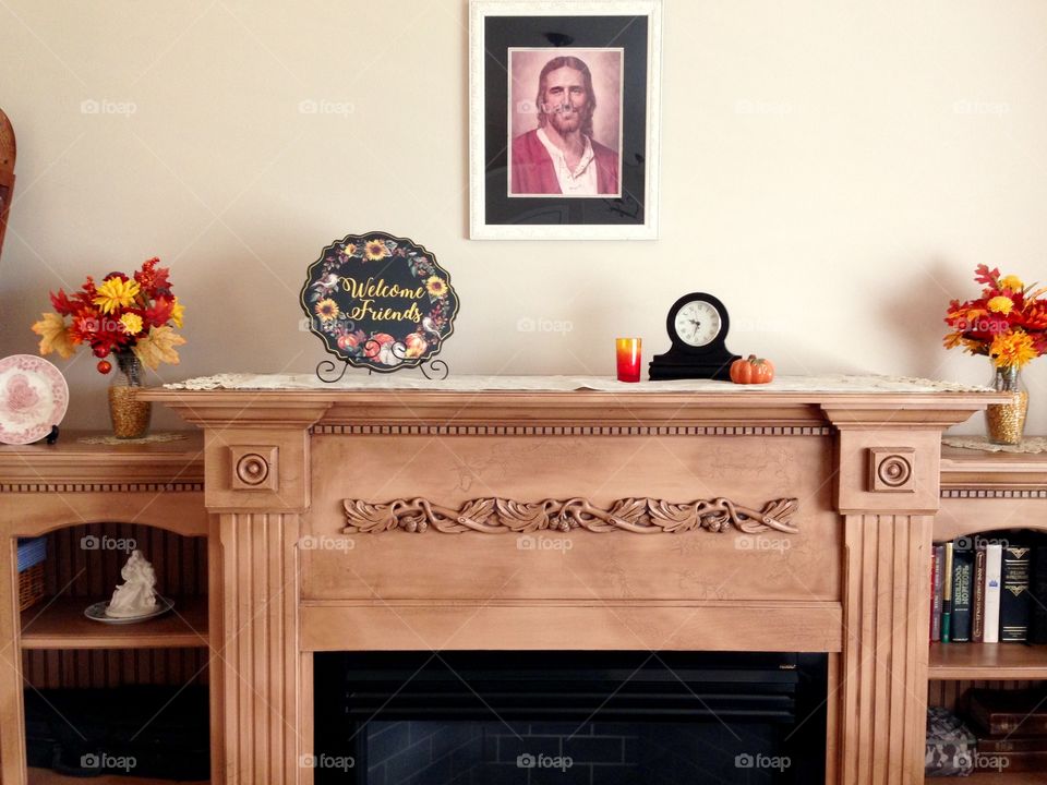 Fall mantel decor