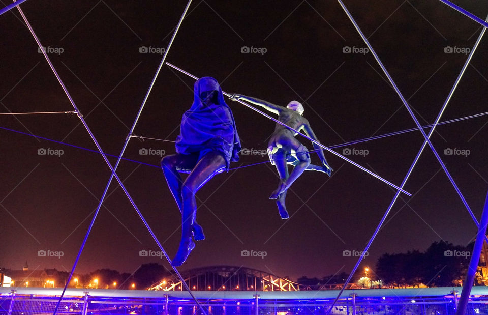 Art, climbing on a bridge in Poland