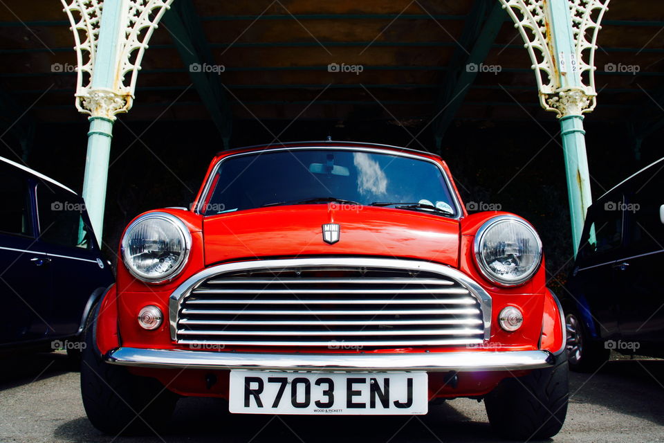 Red mini. Brighton mini car show 